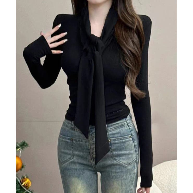 リボンタイ付きトップス ボウタイtシャツ | SUNSHINE CLOSET | 詳細画像4 