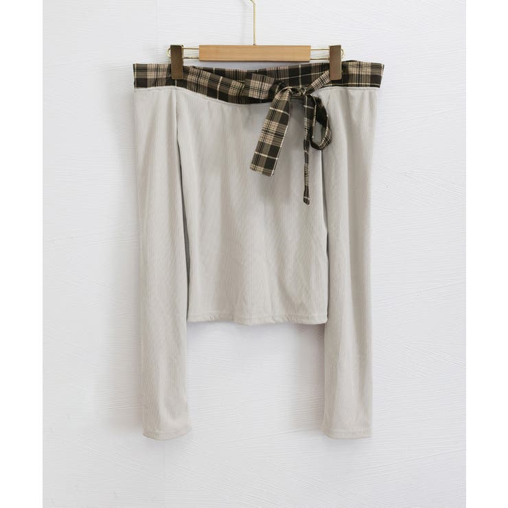 オフショルダー長袖Tシャツチェックリボン | SUNSHINE CLOSET | 詳細画像21 