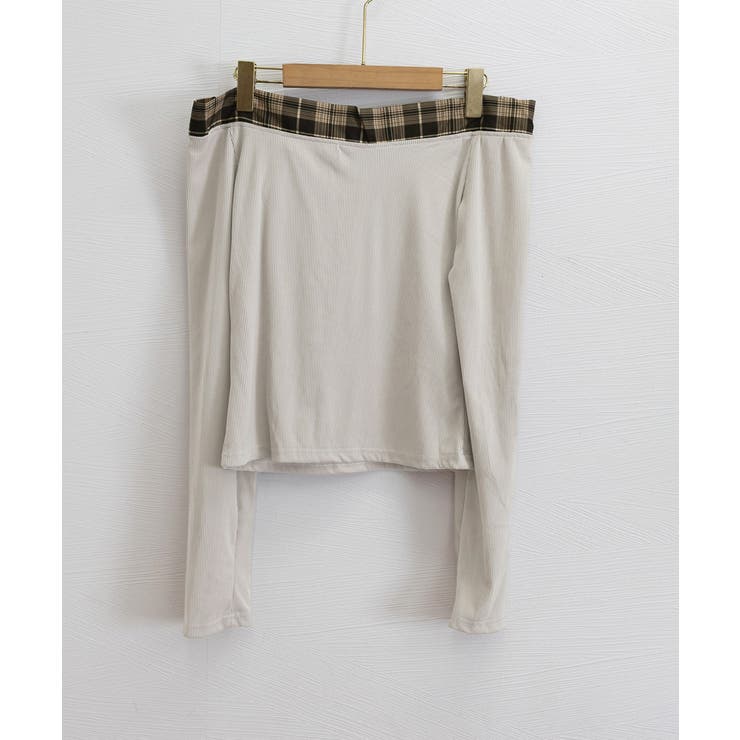 オフショルダー長袖Tシャツチェックリボン | SUNSHINE CLOSET | 詳細画像22 