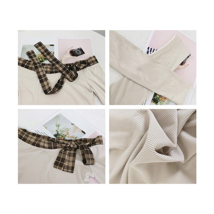 オフショルダー長袖Tシャツチェックリボン | SUNSHINE CLOSET | 詳細画像23 