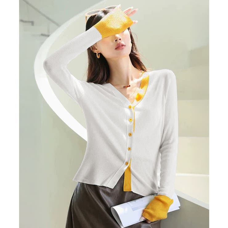 バイカラーニットカーディガンレイヤード風 | SUNSHINE CLOSET | 詳細画像11 