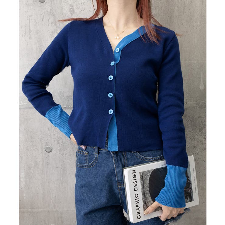 バイカラーニットカーディガンレイヤード風 | SUNSHINE CLOSET | 詳細画像12 