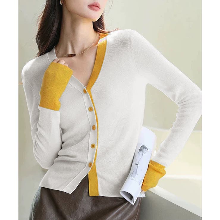 バイカラーニットカーディガンレイヤード風 | SUNSHINE CLOSET | 詳細画像9 