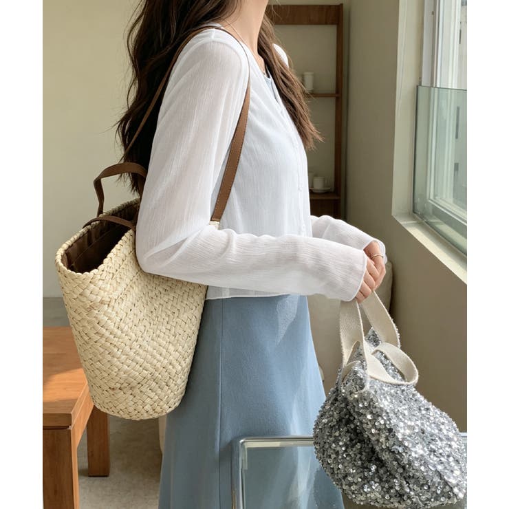 レディース 涼感クロップド丈カーディガン 透け感 | SUNSHINE CLOSET | 詳細画像7 