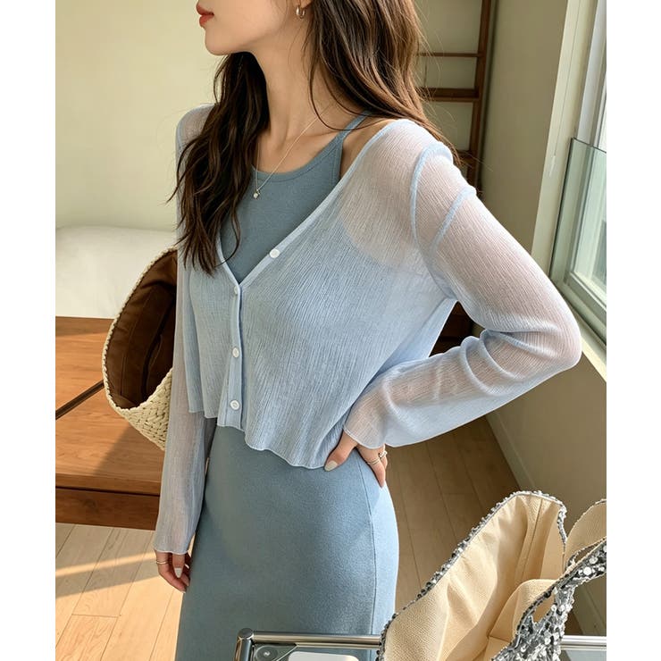 レディース 涼感クロップド丈カーディガン 透け感 | SUNSHINE CLOSET | 詳細画像9 