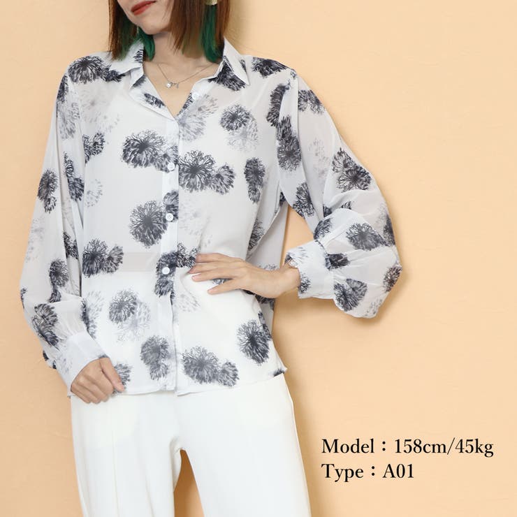 シャツブラウス 花柄 シアーブラウス長袖 | SUNSHINE CLOSET | 詳細画像16 