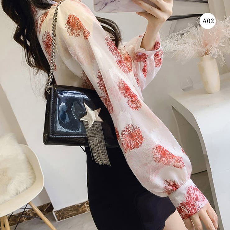 シャツブラウス 花柄 シアーブラウス長袖 | SUNSHINE CLOSET | 詳細画像6 