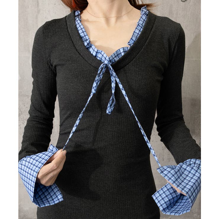 配色リボンニットマーメイドワンピース長袖 | SUNSHINE CLOSET | 詳細画像15 