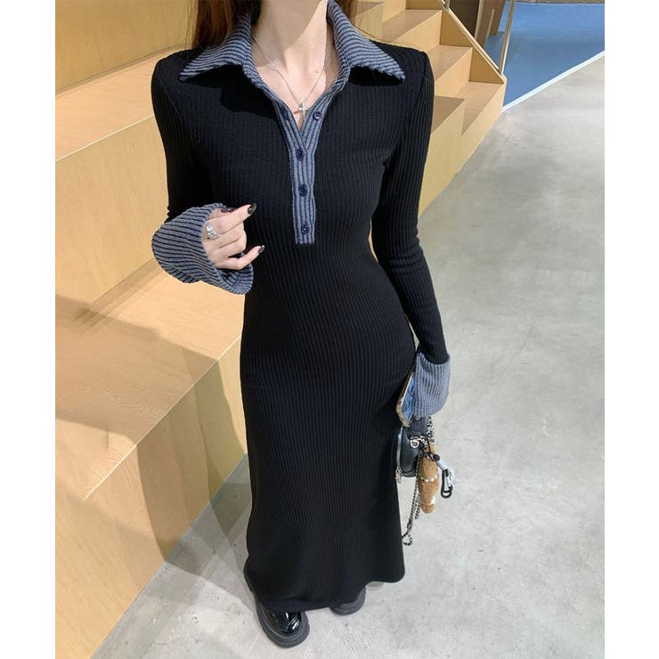 ポロ衿ロングワンピースハーフボタンワンピ | SUNSHINE CLOSET | 詳細画像2 