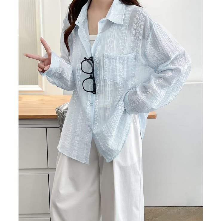 レディースドロップショルダー きれいめカーディガン長袖 透け感トップスおしゃれ | SUNSHINE CLOSET | 詳細画像2 