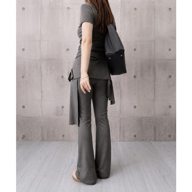 レディース大人可愛いセットアップ サイドギャザーtシャツ レイヤード風フレアパン… | SUNSHINE CLOSET | 詳細画像21 