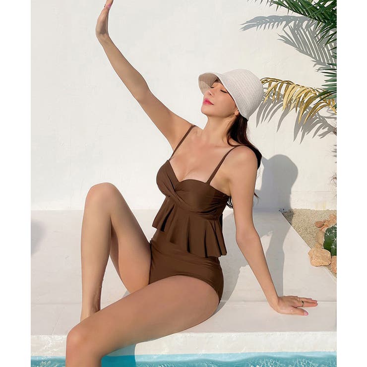 レディースフリル水着2点セット 胸元ツイストトップス ハイウエスショーツ | SUNSHINE CLOSET | 詳細画像6 