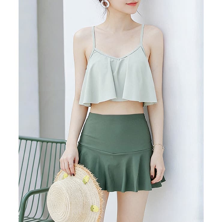 レディース韓国風 キャミソールビキニ水着 ハイウエストフレアスカート上下2点セッ… | SUNSHINE CLOSET | 詳細画像2 