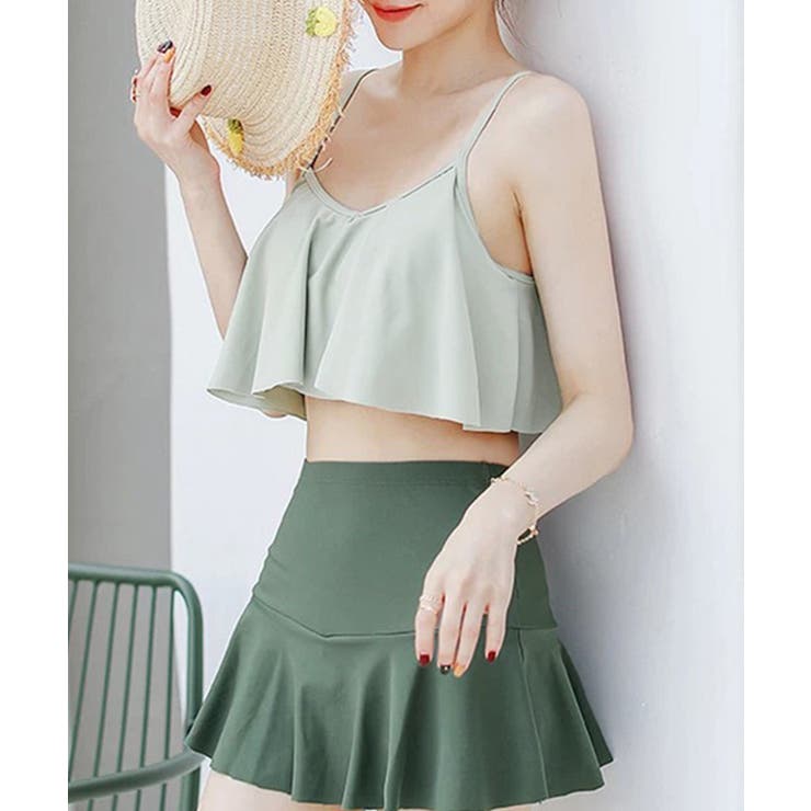 レディース韓国風 キャミソールビキニ水着 ハイウエストフレアスカート上下2点セッ… | SUNSHINE CLOSET | 詳細画像3 