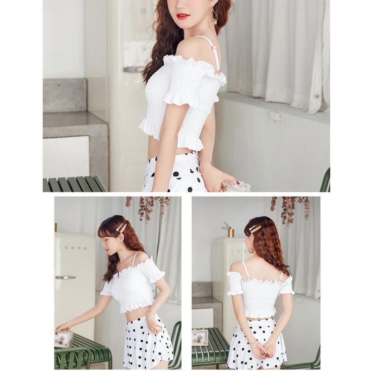 オフショル水着セット フリルスイムウェア シャーリングトップ | SUNSHINE CLOSET | 詳細画像11 
