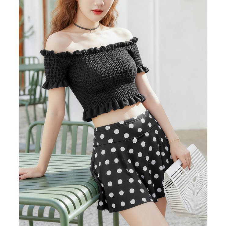 オフショル水着セット フリルスイムウェア シャーリングトップ | SUNSHINE CLOSET | 詳細画像2 