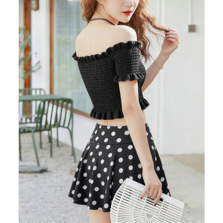 オフショル水着セット フリルスイムウェア シャーリングトップ | SUNSHINE CLOSET | 詳細画像4 