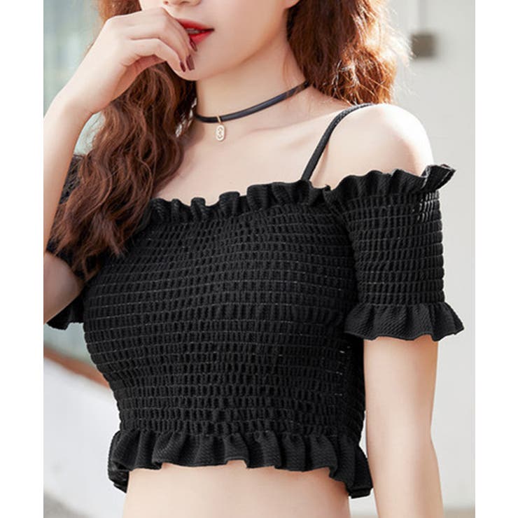 オフショル水着セット フリルスイムウェア シャーリングトップ | SUNSHINE CLOSET | 詳細画像6 
