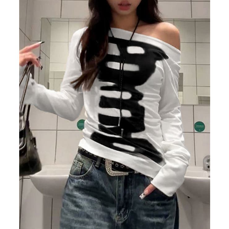 前後2way肩出しtシャツ長袖 レディース イラストtシャツ | SUNSHINE CLOSET | 詳細画像11 