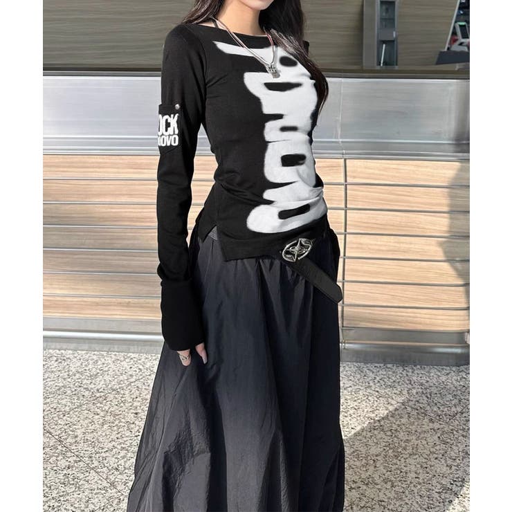 前後2way肩出しtシャツ長袖 レディース イラストtシャツ | SUNSHINE CLOSET | 詳細画像7 