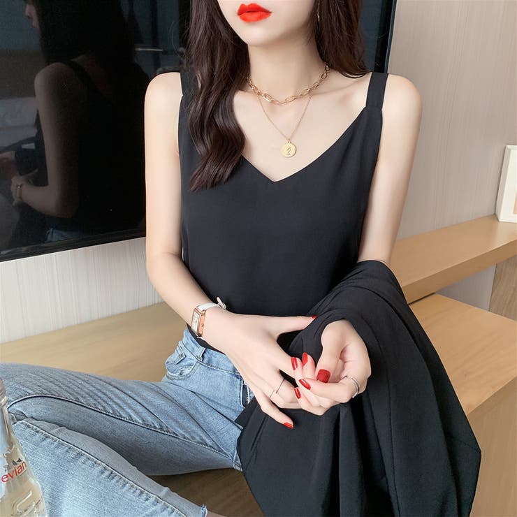 ブラック | キャミソール トップス Vネック | SUNSHINE CLOSET