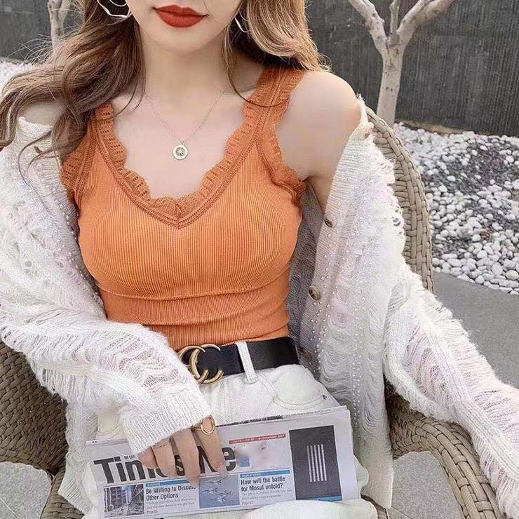 オレンジ | タンクトップス カップ付き リブインナー | SUNSHINE CLOSET