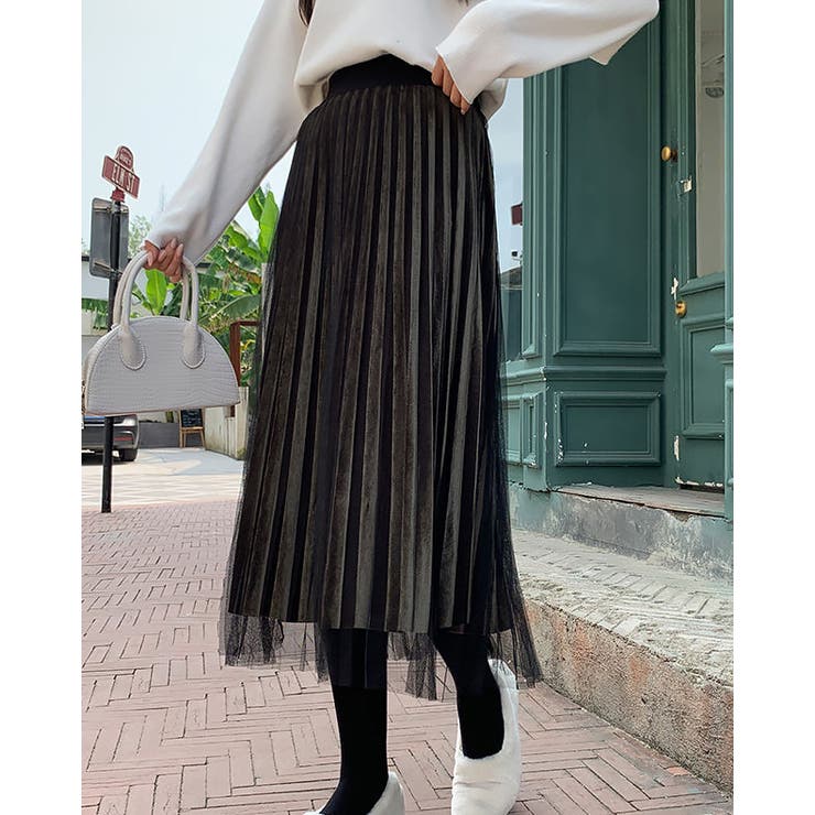 プリーツスカート レディース ベロア | SUNSHINE CLOSET | 詳細画像2 