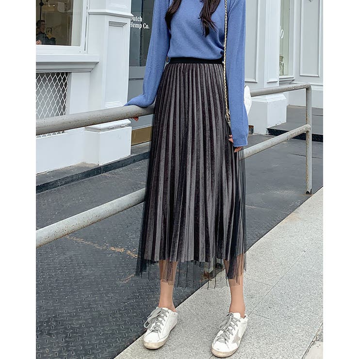 プリーツスカート レディース ベロア | SUNSHINE CLOSET | 詳細画像6 