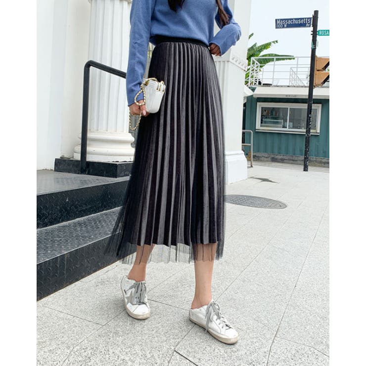 プリーツスカート レディース ベロア | SUNSHINE CLOSET | 詳細画像9 