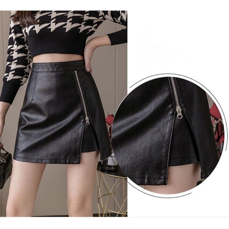 フェイクレザースカート 着やせ 韓国風 | SUNSHINE CLOSET | 詳細画像4 