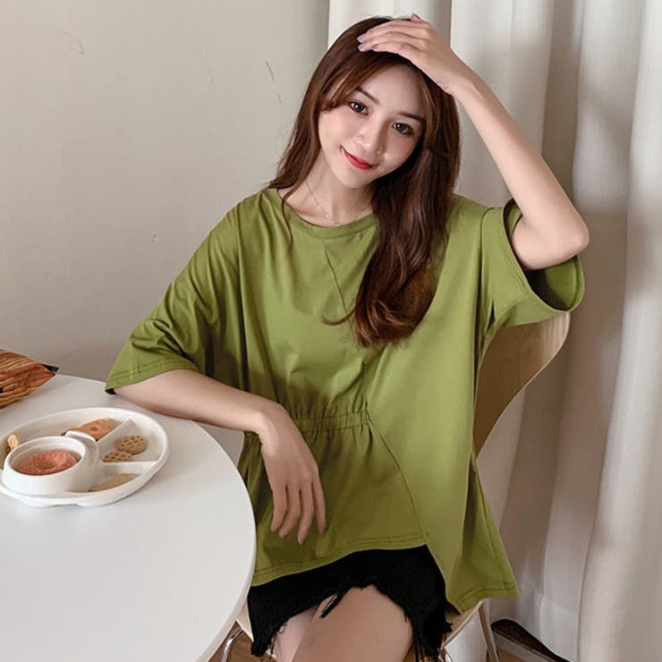 グリーン | ギャザー トップス Tシャツ | SUNSHINE CLOSET