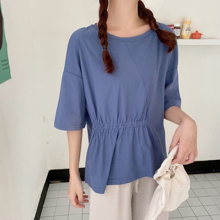 ブルー | ギャザー トップス Tシャツ | SUNSHINE CLOSET