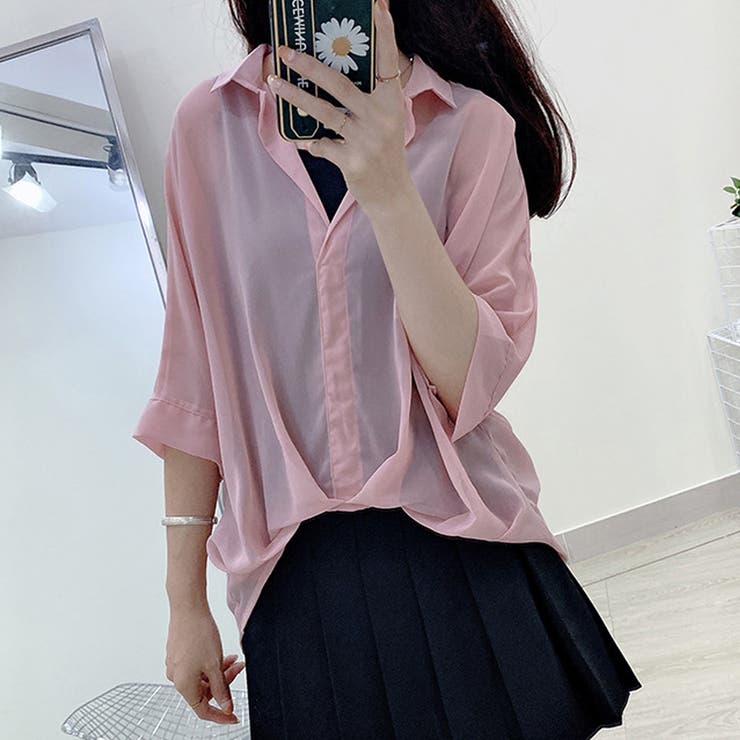 インナー付き シアーブラウス2点セット 春[品番:AGCW0002227 インナー付き シアーブラウス2点セット 春[品番:AGCW0002227