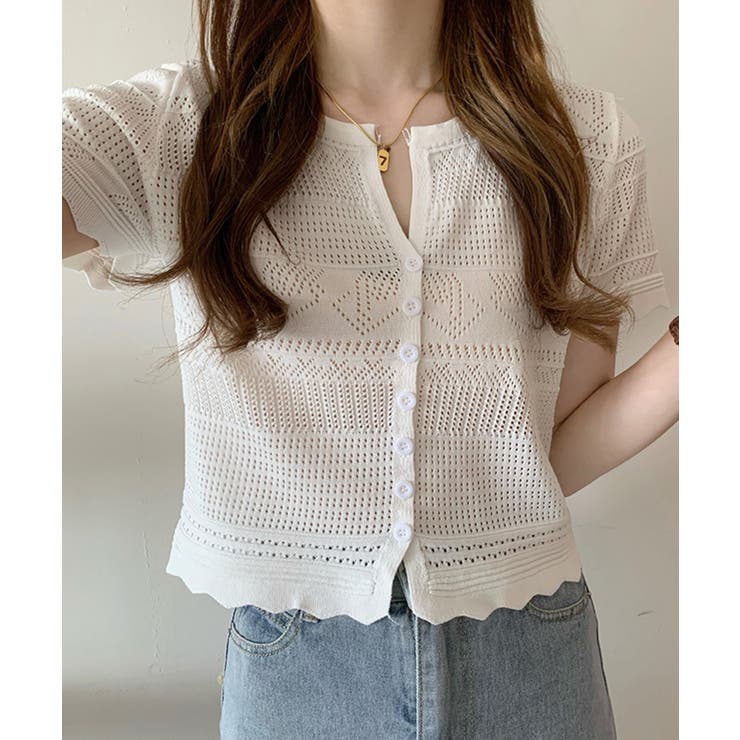 ニットカーディガン 韓国風透かしニット | SUNSHINE CLOSET | 詳細画像3