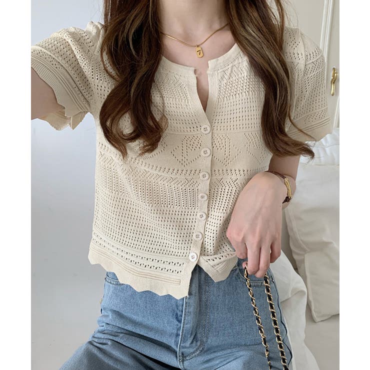 ニットカーディガン 韓国風透かしニット | SUNSHINE CLOSET | 詳細画像8