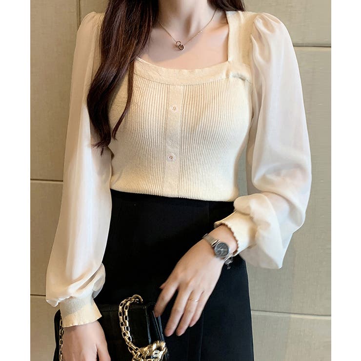 シャツブラウス 袖切り替え ニットソー | SUNSHINE CLOSET | 詳細画像1 