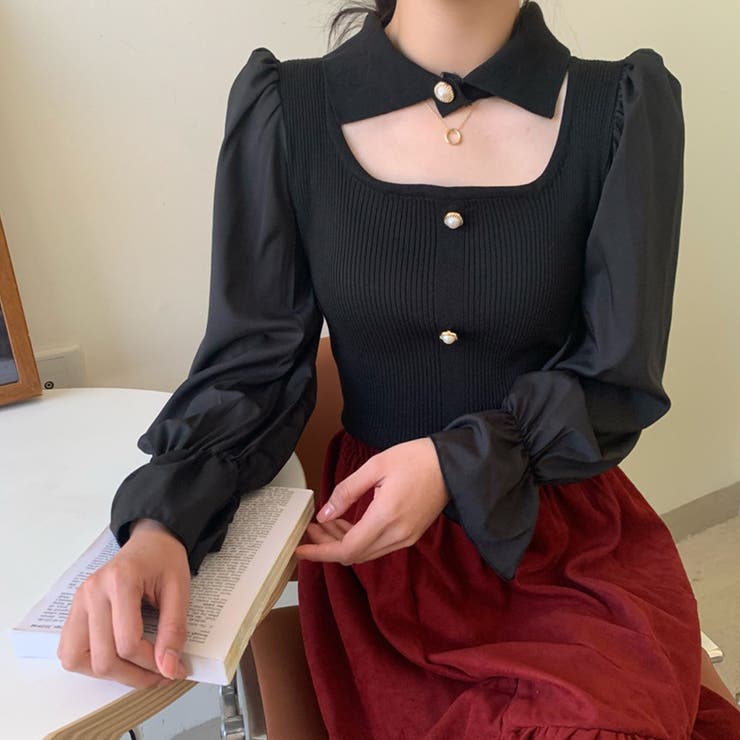 チョーカー風ニットトップス 袖切り替え 春 | SUNSHINE CLOSET | 詳細画像10 