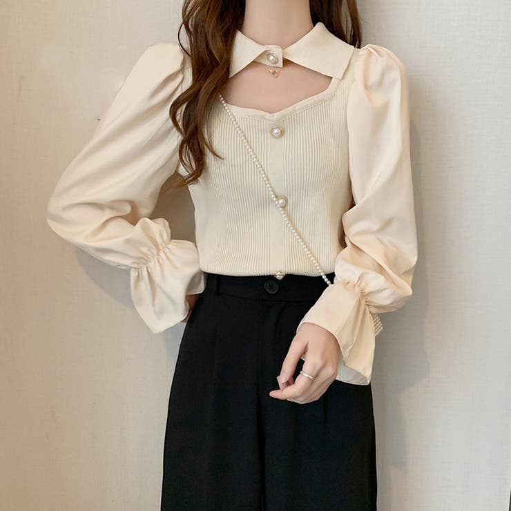 チョーカー風ニットトップス 袖切り替え 春 | SUNSHINE CLOSET | 詳細画像12 
