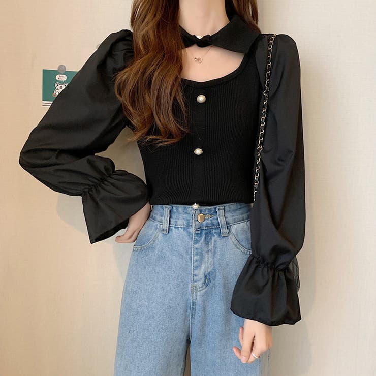 チョーカー風ニットトップス 袖切り替え 春 | SUNSHINE CLOSET | 詳細画像8 