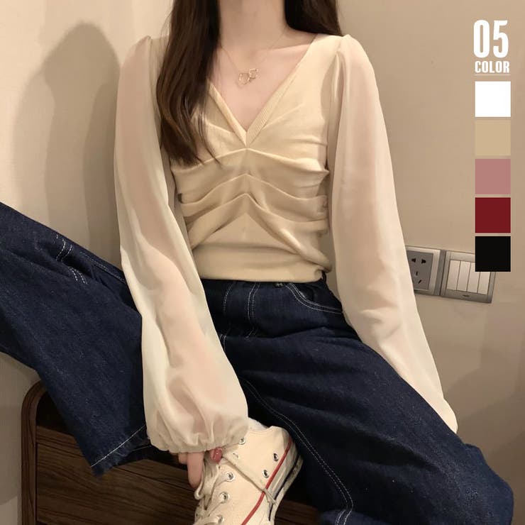 ギャザー ニット ブラウス | SUNSHINE CLOSET | 詳細画像1 