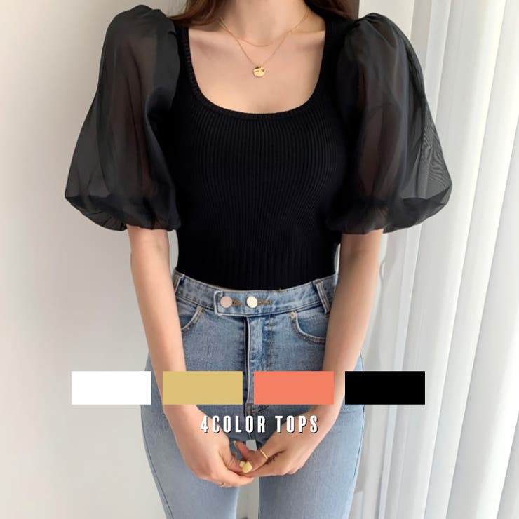 ニットトップス 袖切り替えサマーニット 春 | SUNSHINE CLOSET | 詳細画像1 