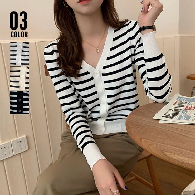 ボーダー柄 ニットカーディガン 風 | SUNSHINE CLOSET | 詳細画像1 