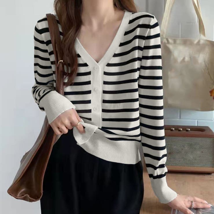 ボーダー柄 ニットカーディガン 風 | SUNSHINE CLOSET | 詳細画像5 