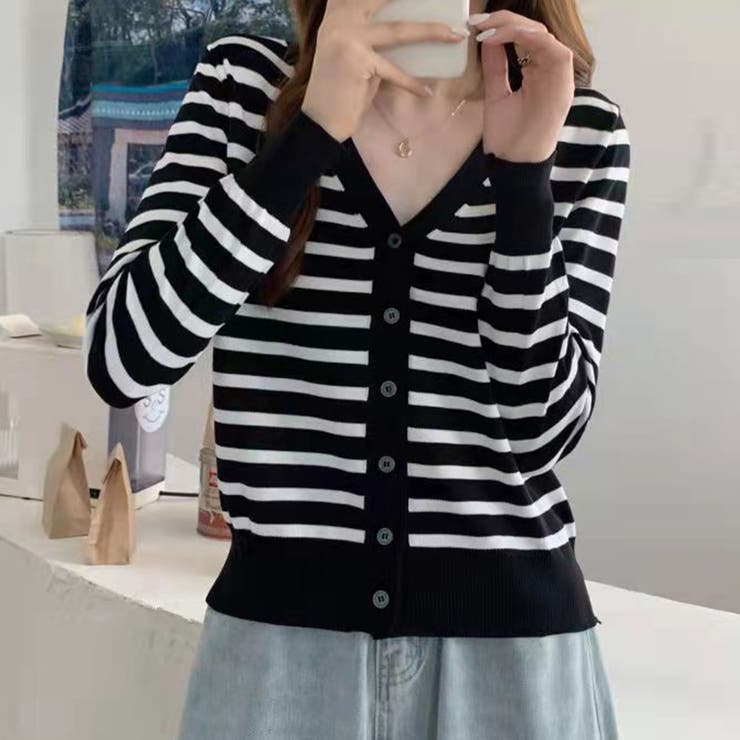 ボーダー柄 ニットカーディガン 風 | SUNSHINE CLOSET | 詳細画像6 