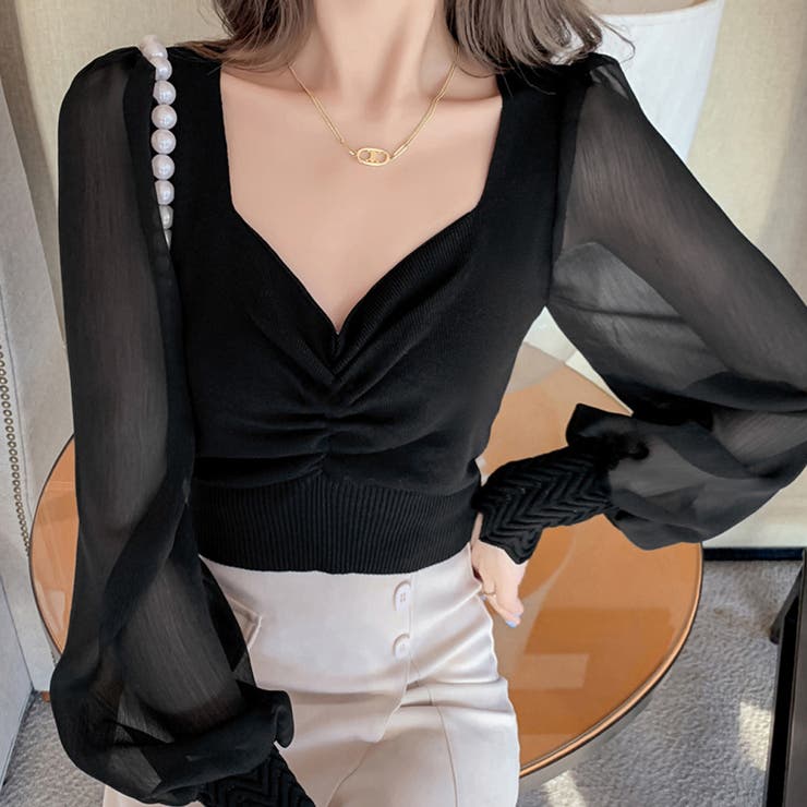 フロントギャザーニットブラウス 長袖 春 | SUNSHINE CLOSET | 詳細画像10 