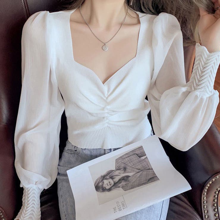 フロントギャザーニットブラウス 長袖 春 | SUNSHINE CLOSET | 詳細画像5 