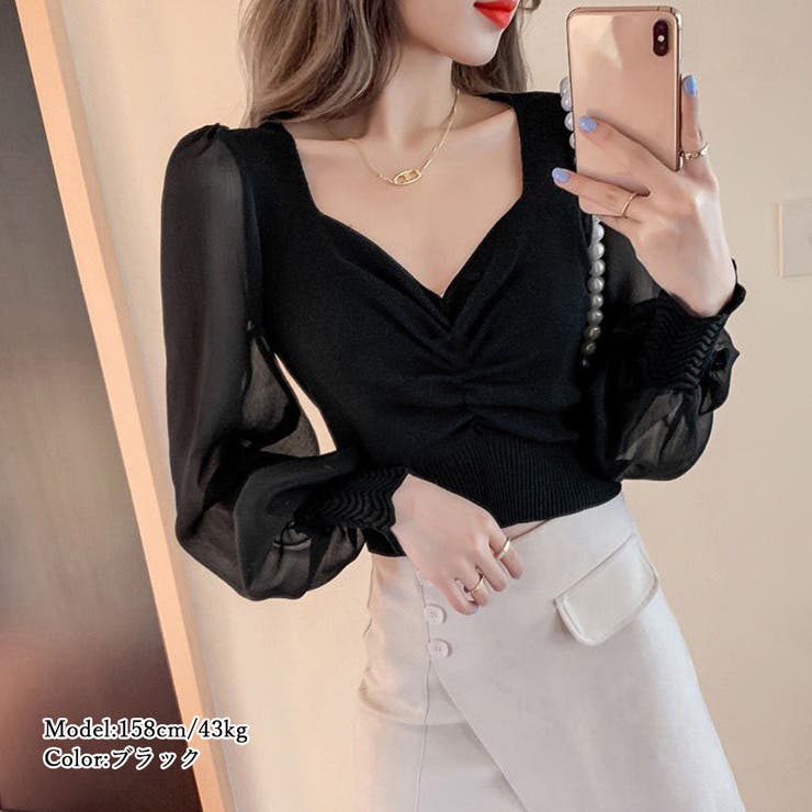 フロントギャザーニットブラウス 長袖 春 | SUNSHINE CLOSET | 詳細画像9 