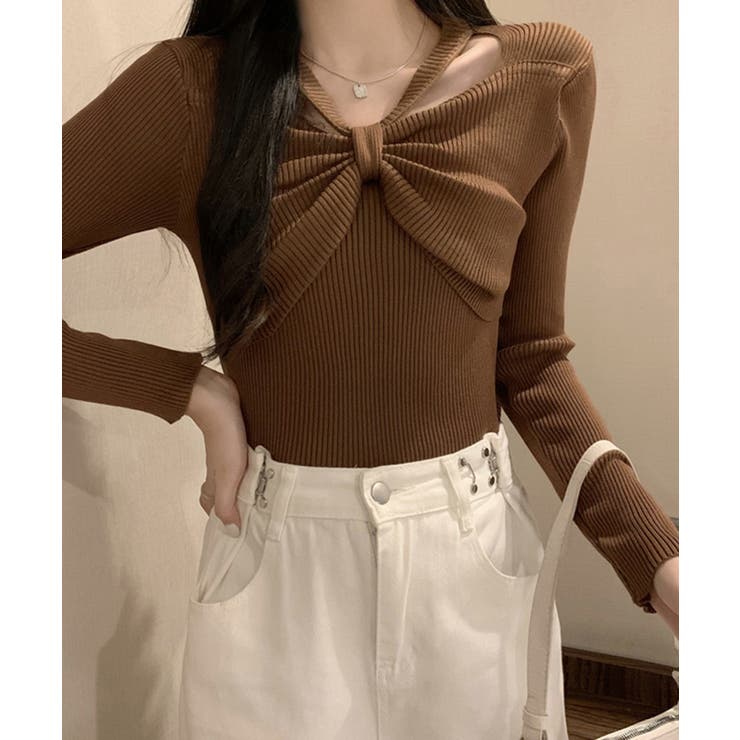 フロントリボンリブニットトップス大人秋服 | SUNSHINE CLOSET | 詳細画像10 
