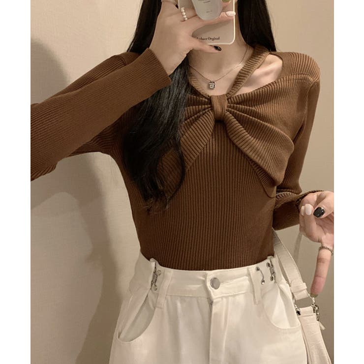 フロントリボンリブニットトップス大人秋服 | SUNSHINE CLOSET | 詳細画像11 