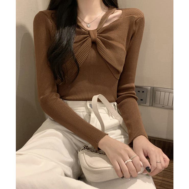 フロントリボンリブニットトップス大人秋服 | SUNSHINE CLOSET | 詳細画像12 